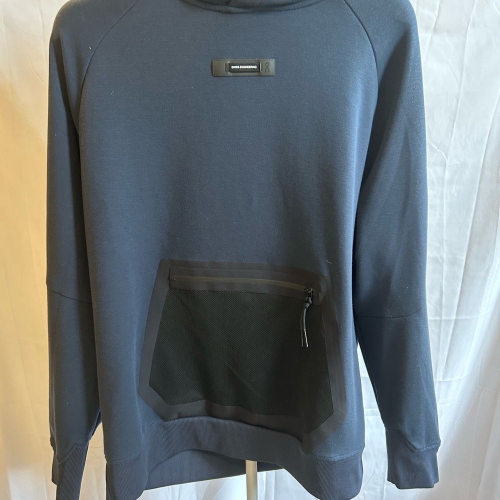 On Running Dark Gray Hoodie with Logo Detail